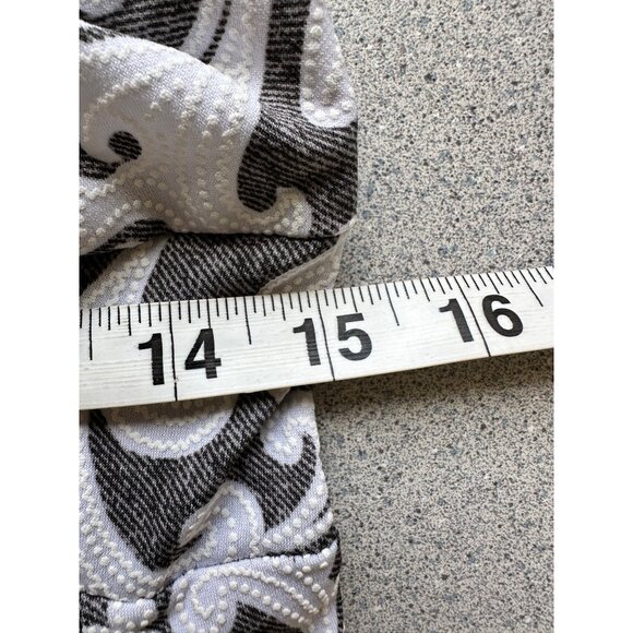 Perceptions Dress Short Sleeve Scroll Puff Print Midi Fit Flare Women Large Gray - Picture 9 of 10